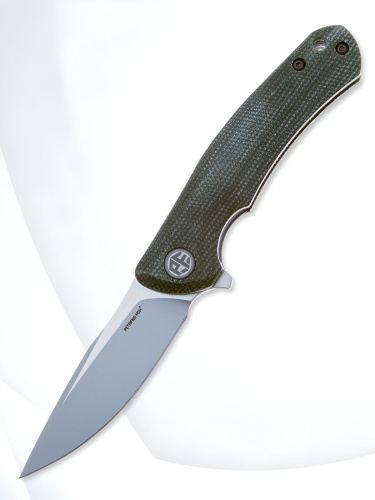 Складной нож Petrified Fish Warrior Mini сталь K110, рукоять Green Micarta