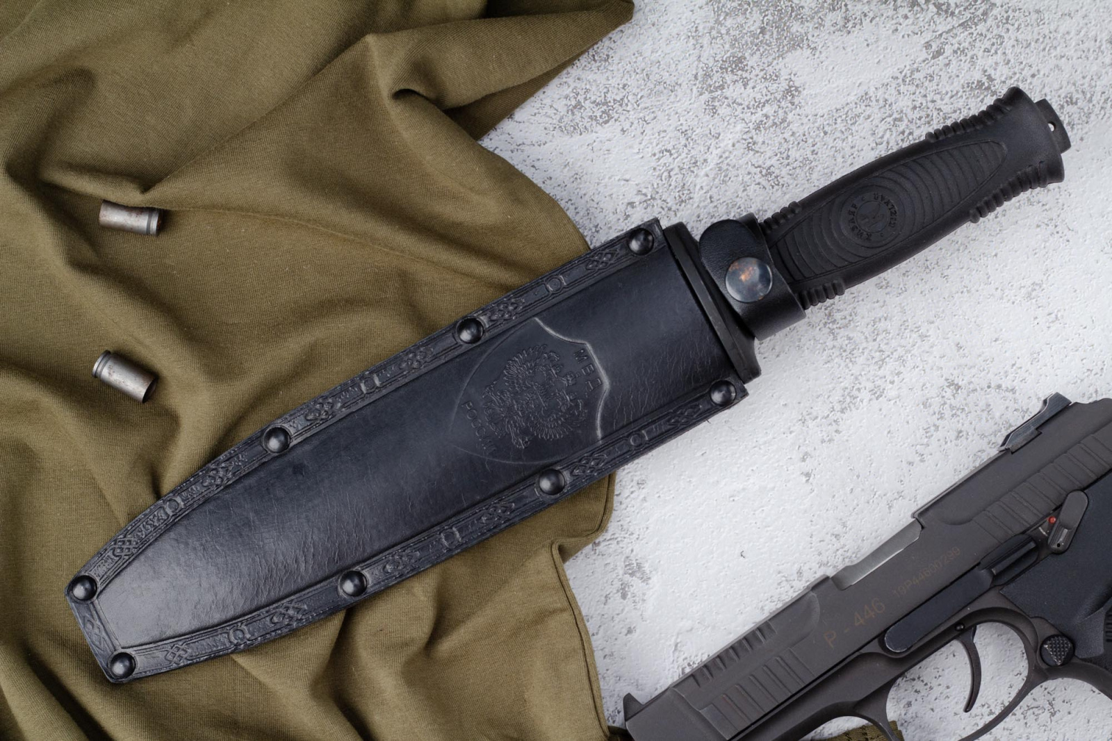 Нож КО-2 Черный Эластрон с символикой МВД Нож КО-2 Черный Эластрон с символикой МВД