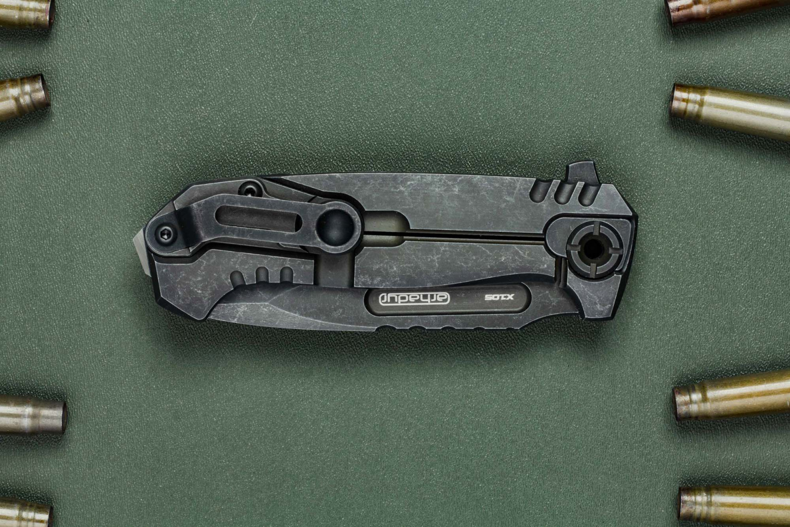 Нож складной Ultras-F Black Stonewash Red