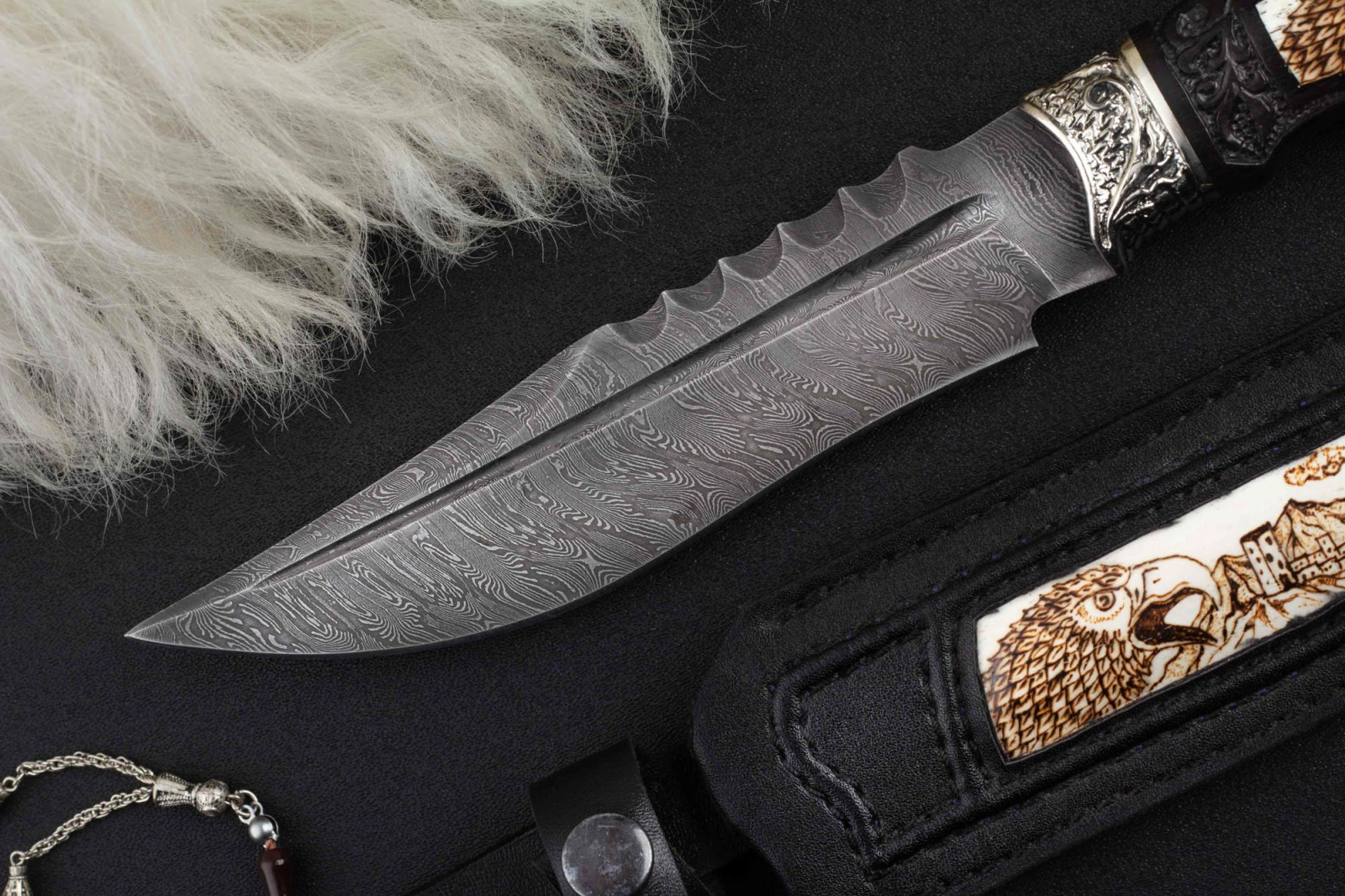 Нож Хищник -1 (ястреб) граб/дамаск Адамов