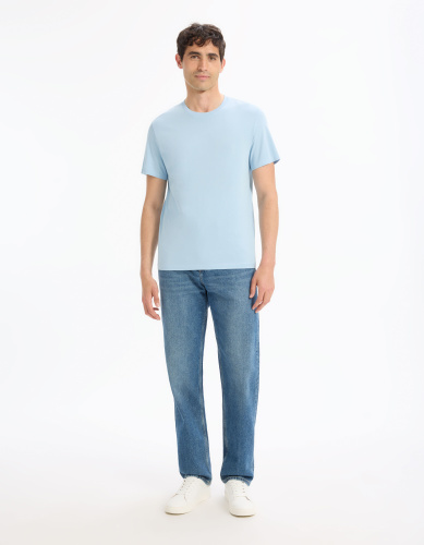  футболка из хлопка с круглым вырезом - Light blue Celio