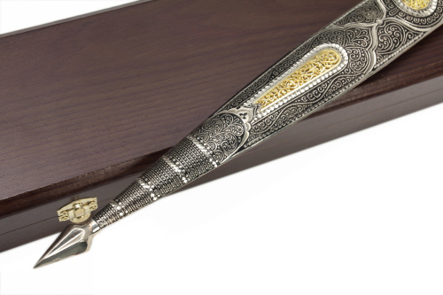 Кинжал сувенирный модель №20 (Кавказ) со вставками кожазаменитель/мельхиор Поиск Кизляр