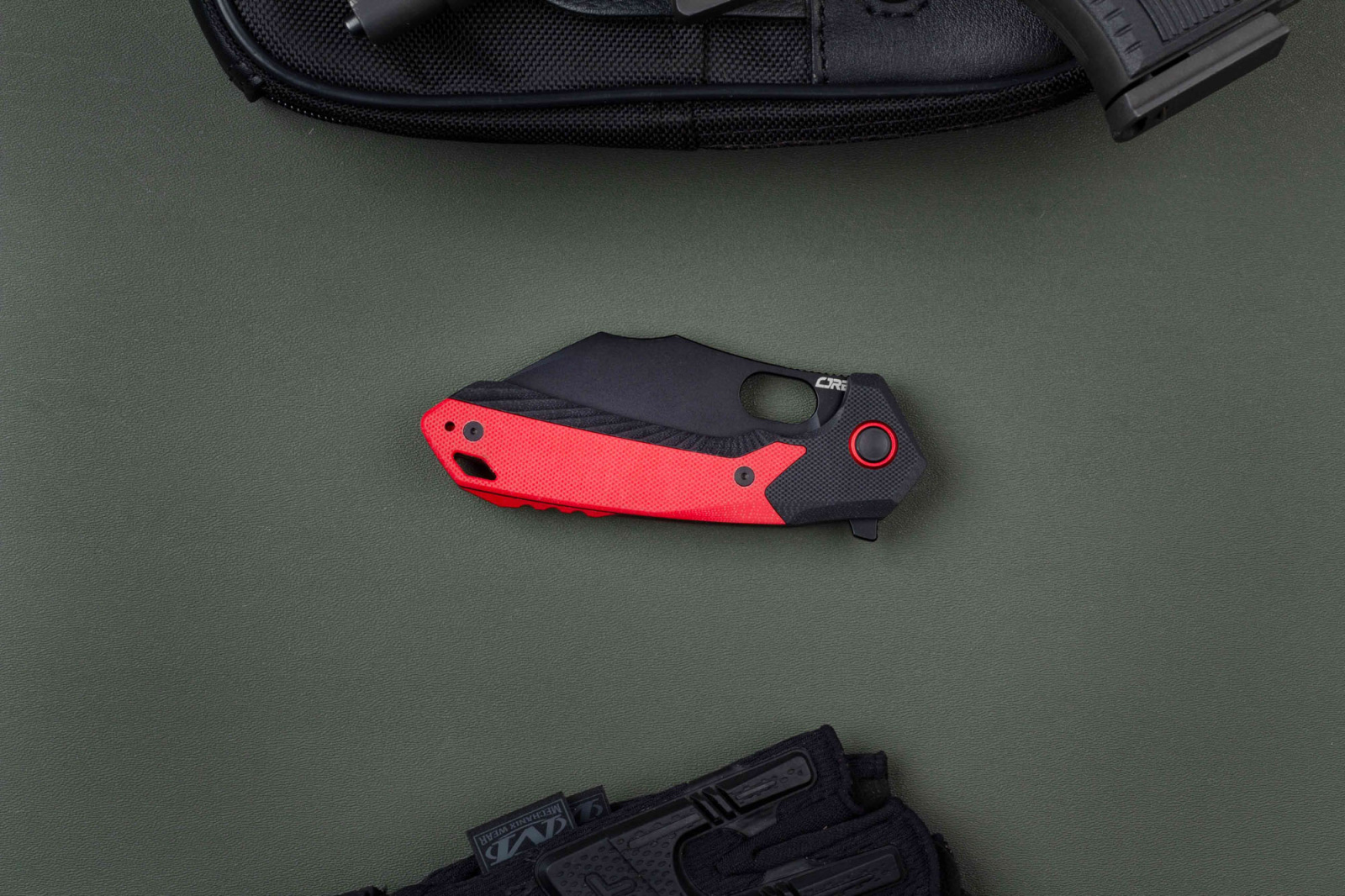 Складной нож CJRB Caldera PVD сталь AR-RPM9, рукоять Black/Red G10