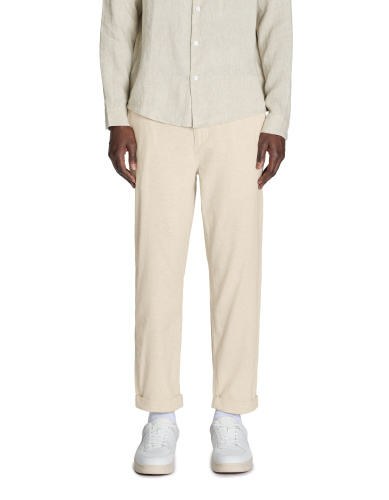 Прямые брюки из льна и хлопка - beige