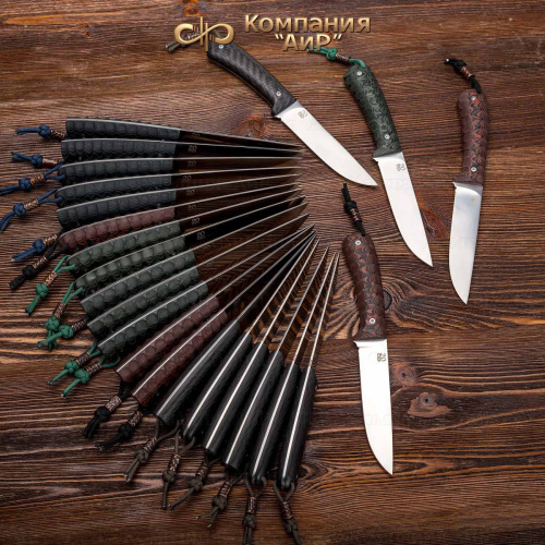 Нож Лиса ЦМ (G10, клиновая срезка, паракорд, медная бусина, "каменный век