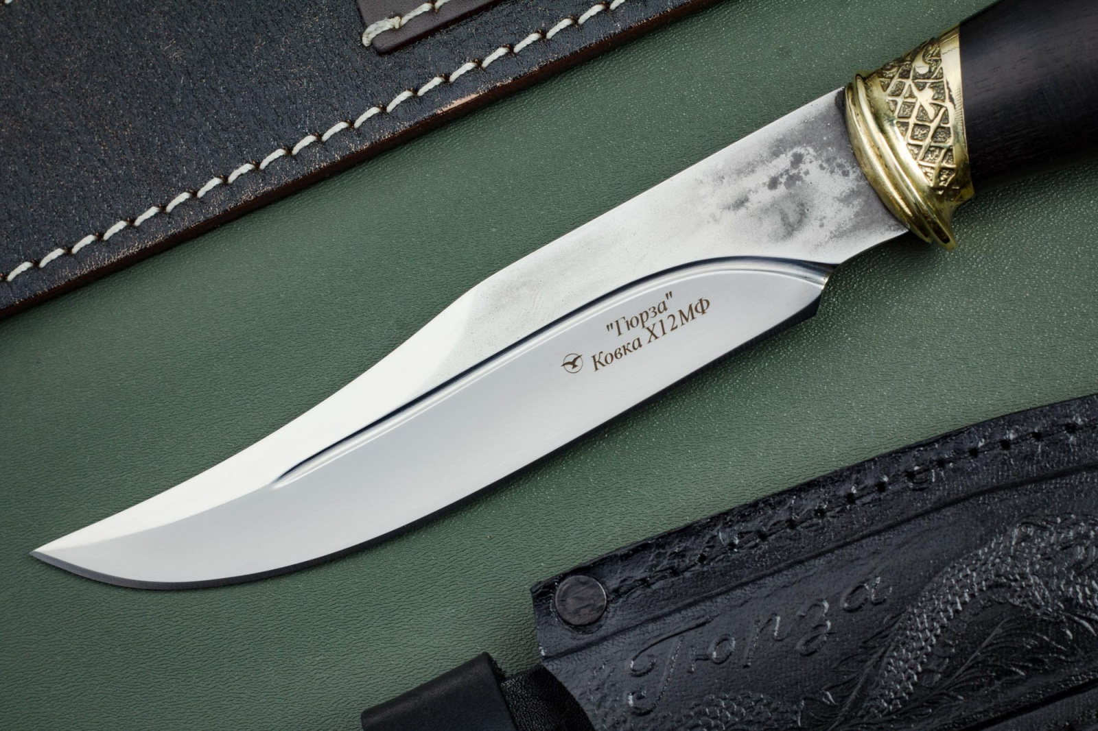 Нож Гюрза Х12 граб/латунь Беркут Кизляр