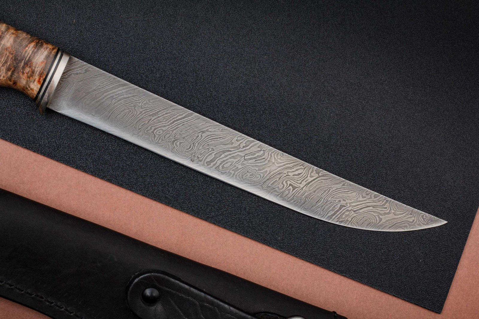 Нож Филейный дамасск/карельская береза Марушина