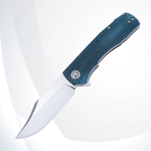 Складной нож Petrified Fish Victor Satin сталь K110, рукоять Blue Micarta