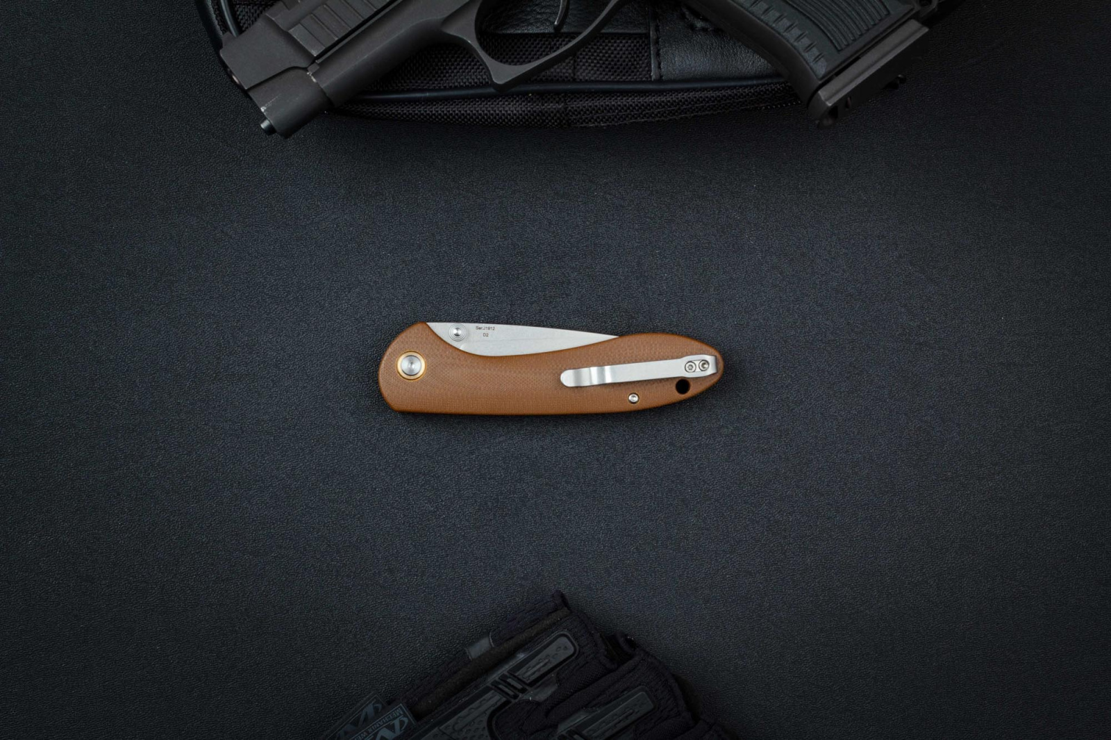 Складной нож CJRB Feldspar сталь D2, рукоять Brown G10