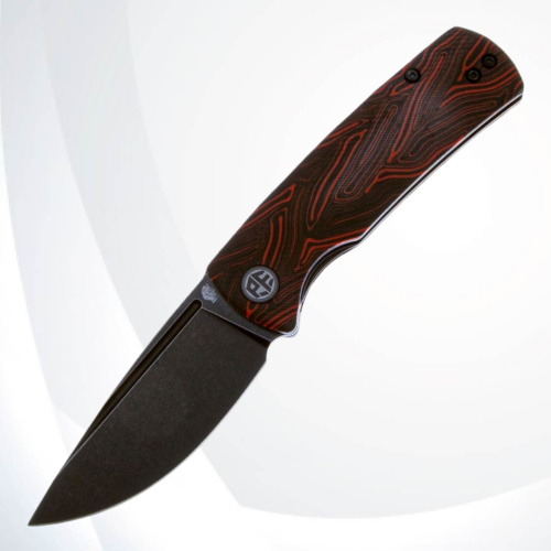 Складной нож Petrified Fish Beluga Mini сталь 14C28N, рукоять Black/Red Gmascus