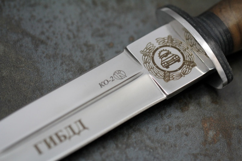 Нож КО-2 Дерево/Кожа  с символикой ГИБДД Нож КО-2 Дерево/Кожа  с символикой ГИБДД