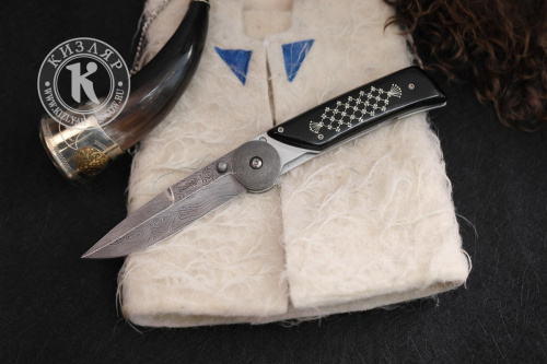 Нож складной Байкер-1 Сталь Дамаск  Унцукульская насечка Нож складной Байкер-1 Сталь Дамаск  Унцукульская насечка