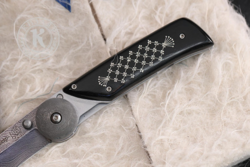 Нож складной Байкер-1 Сталь Дамаск  Унцукульская насечка Нож складной Байкер-1 Сталь Дамаск  Унцукульская насечка