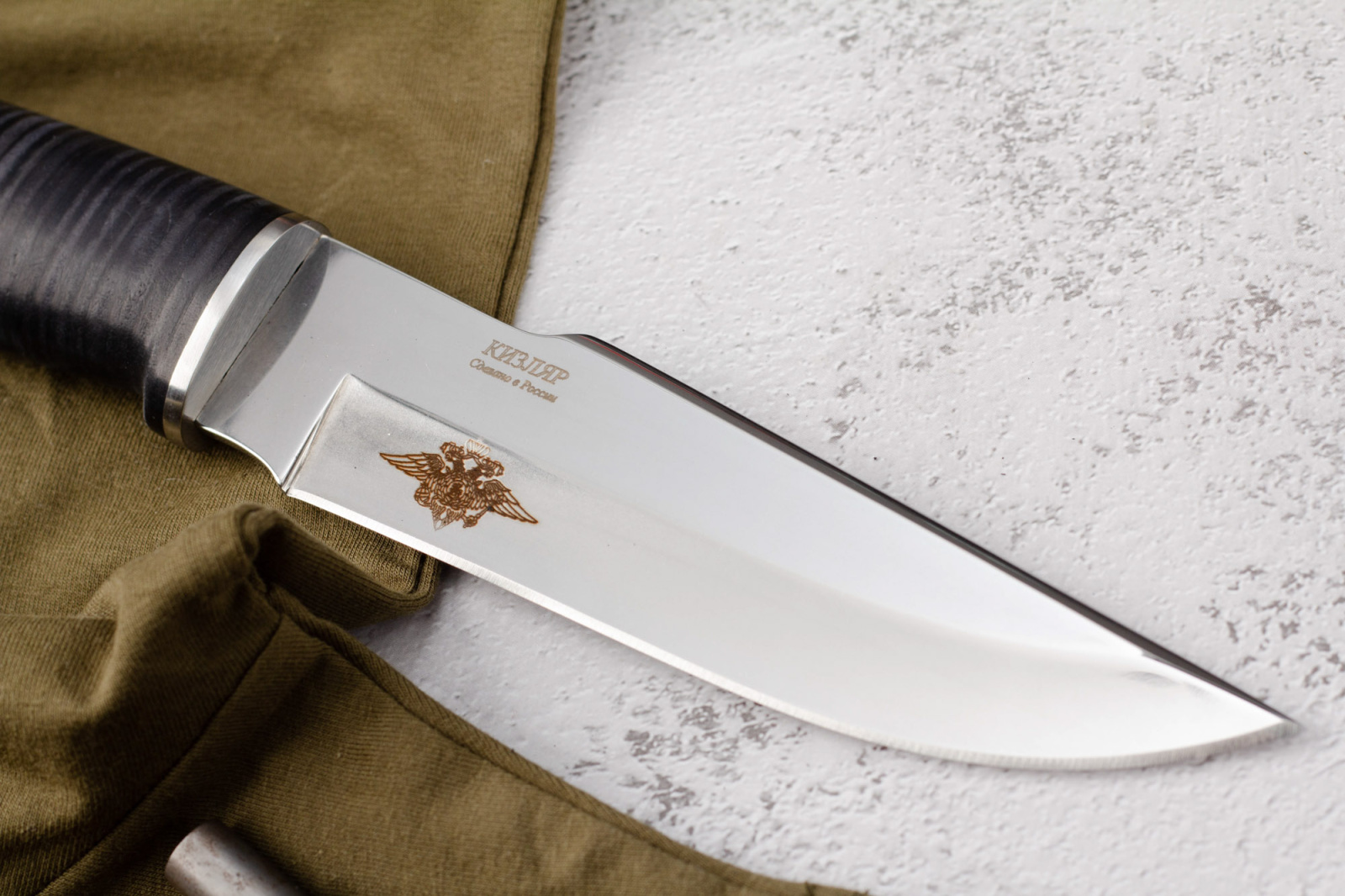 Нож Ш-5 Барс Дерево/Кожа  с символикой МВд Кизляр