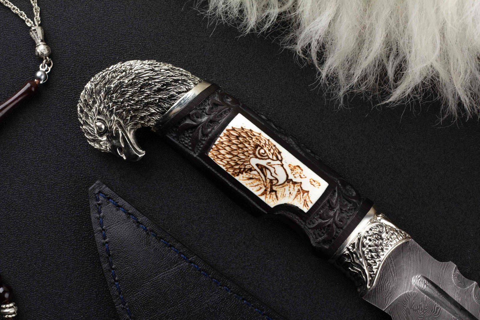 Нож Хищник -1 (ястреб) граб/дамаск Адамов