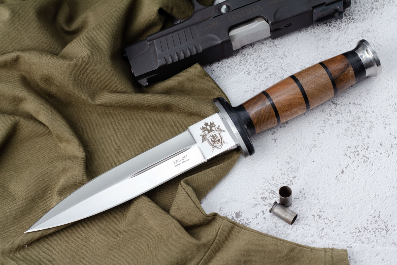 Нож КО-1 Дерево/Кожа  с символикой Следственного Комитета Кизляр
