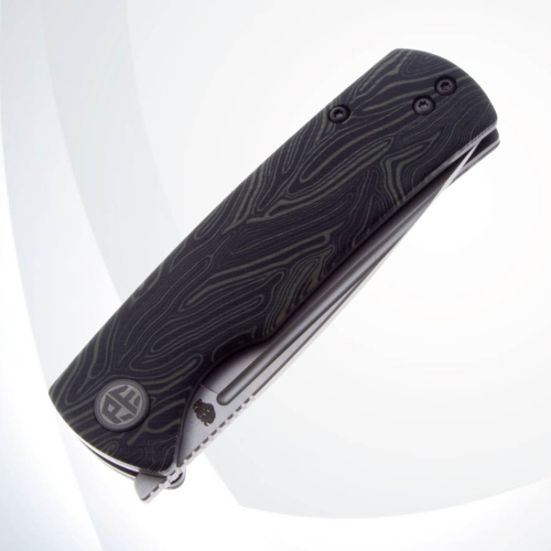 Складной нож Petrified Fish Beluga Mini сталь 14C28N, рукоять G10 Black/Green Gmascus