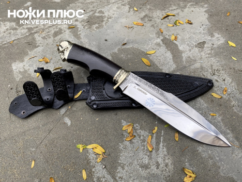 Нож Спецназ Х12МФ мельхиор граб резные ножны Кизляр Андреев д.В,