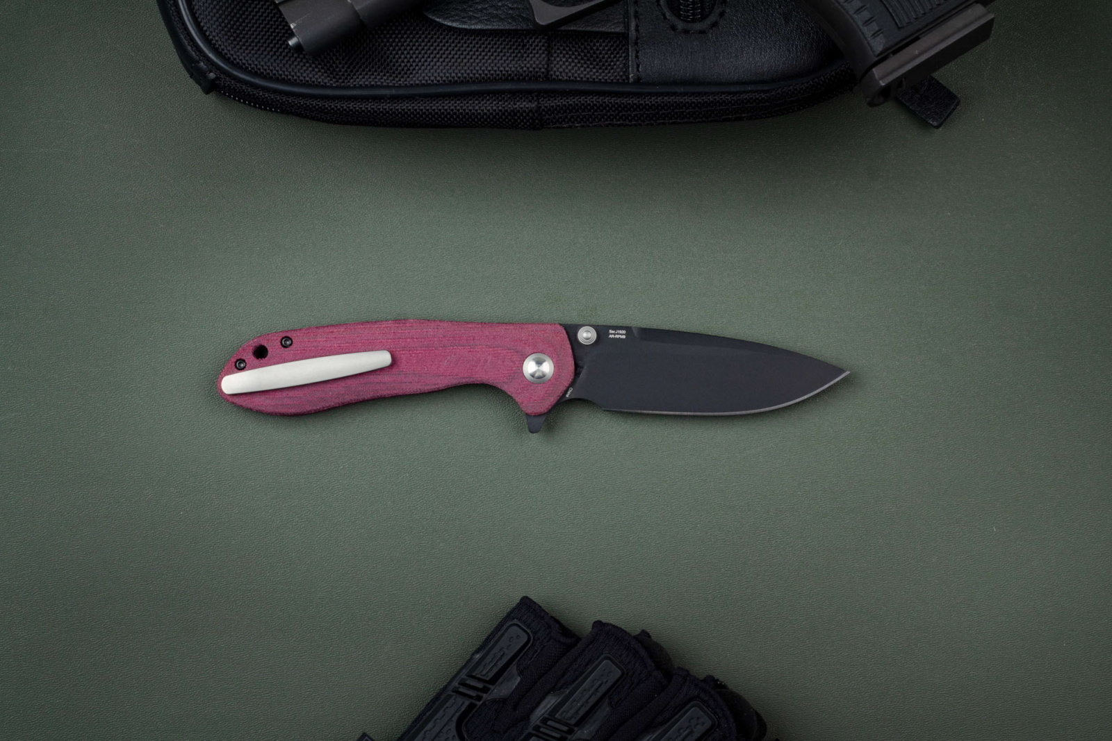 Складной нож CJRB Scoria PVD сталь AR-RPM9, рукоять Burgundy Micarta