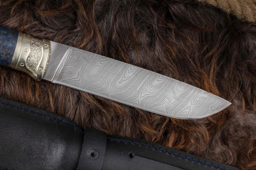 Нож Восток дамаск граб/синий Адамов