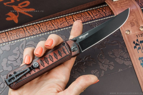 Складной нож Whisper D2 Black Titanium Red 