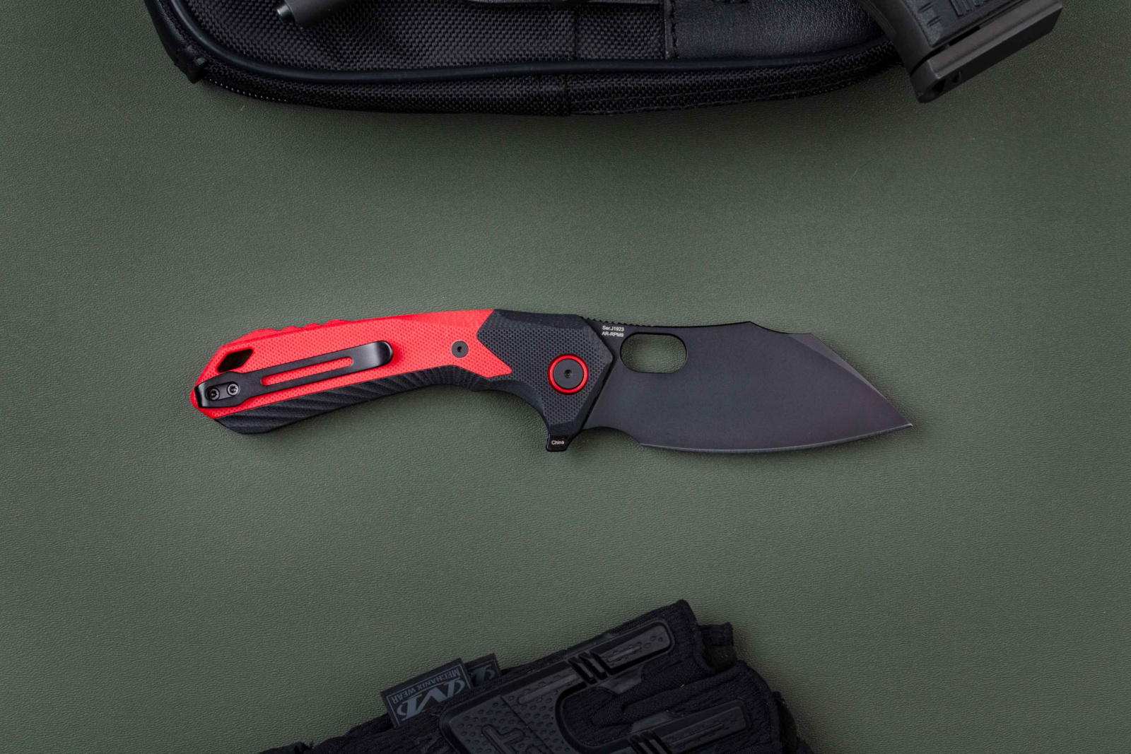 Складной нож CJRB Caldera PVD сталь AR-RPM9, рукоять Black/Red G10