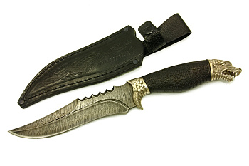 Нож Хищник - дамаск/граб Беркут Кизляр