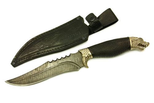 Нож Хищник - дамаск/граб Беркут Кизляр