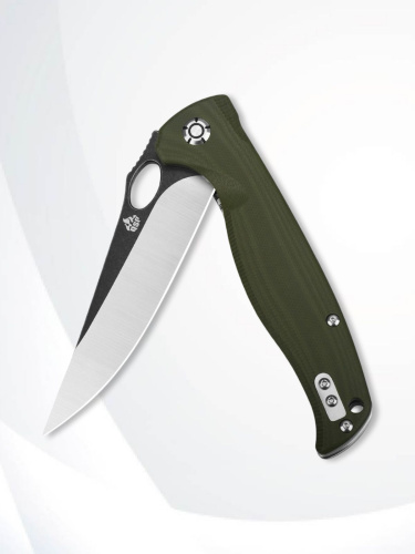 Нож QSP Gavial Black/Satin сталь D2, рукоять Green G10