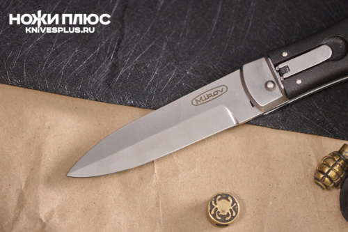 Автоматический нож Predator  N690 черный Stone wash Mikov