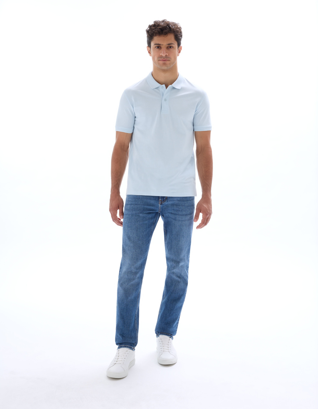 Рубашка-поло с пике Light Blue Celio