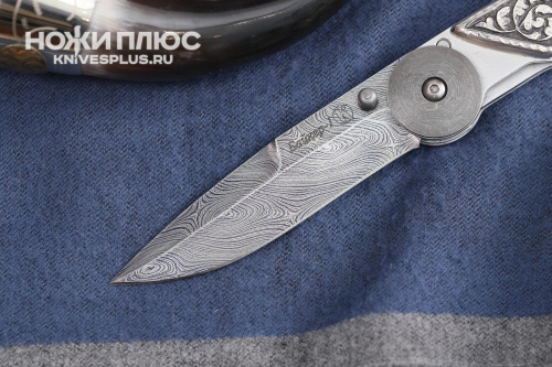Нож складной Байкер-1 Сталь Дамаск Серебро №2 Нож складной Байкер-1 Сталь Дамаск Серебро №2