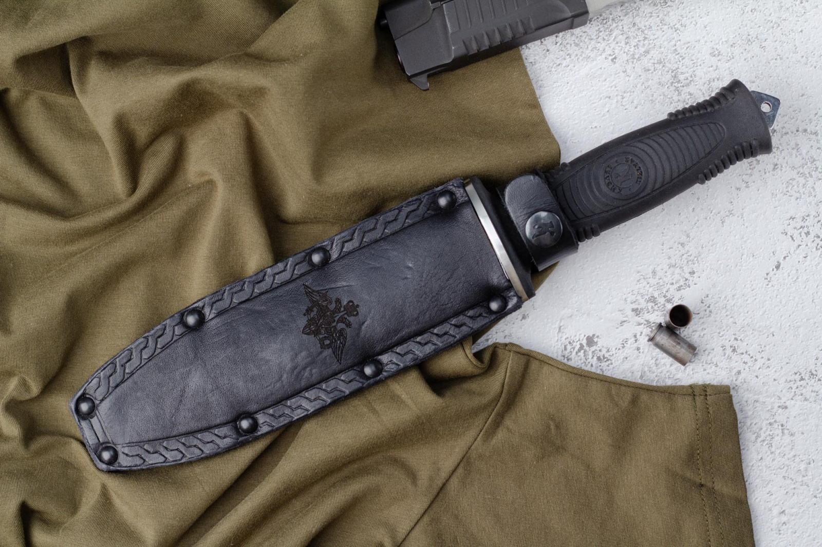 Нож Сталкер с символикой Министерство Обороны