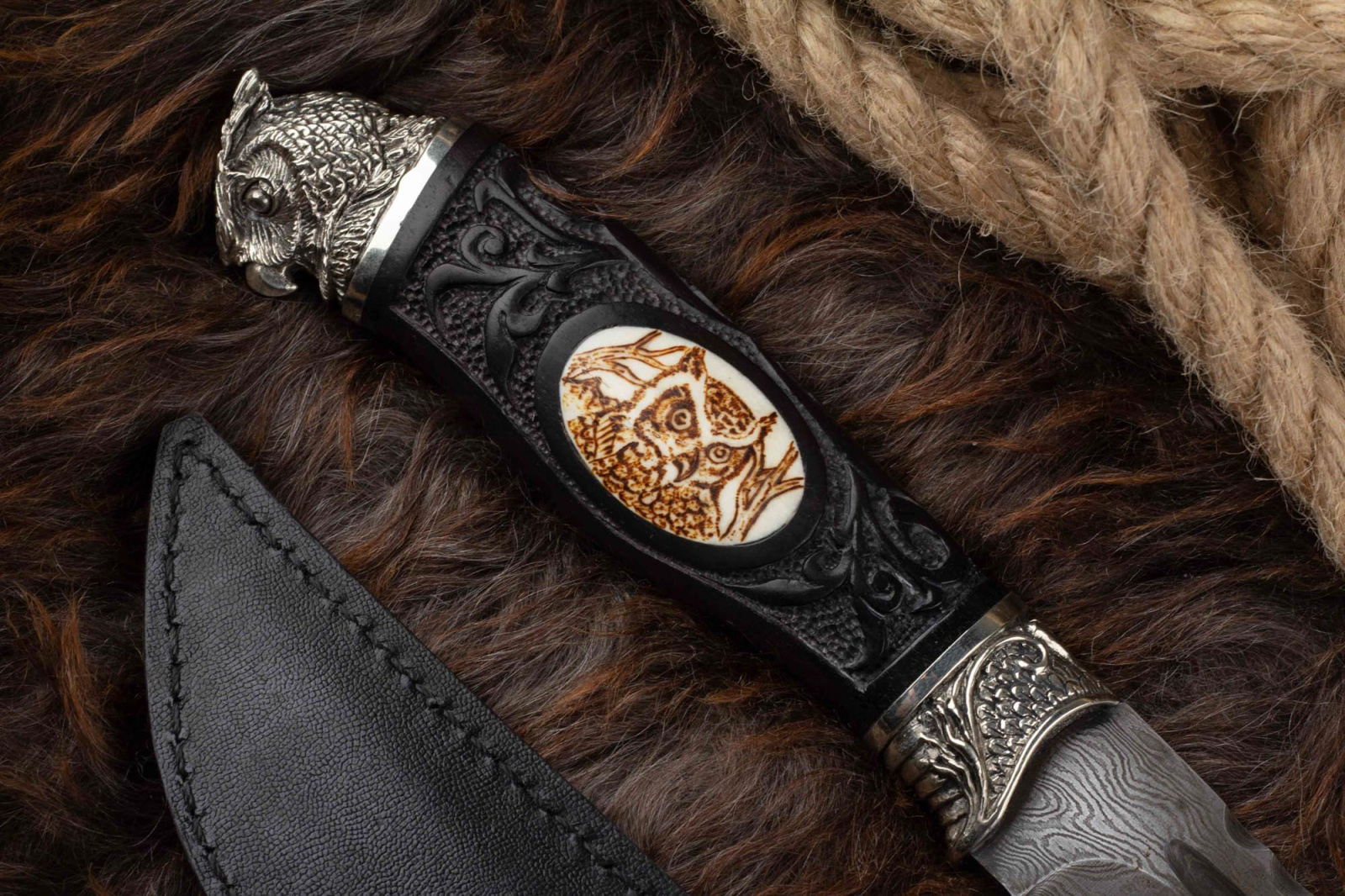 Нож Хищник-1(Сова) дамаск Адамов