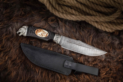 Нож Волк граб/дамаск Адамов