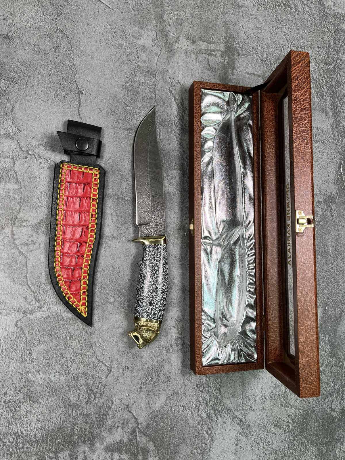 Нож Викинг дамаск/акрил модель №1