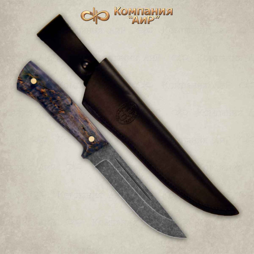 Нож Бекас АиР ЦМ (стабилизированная карельская береза фиолетовая, stonewash)