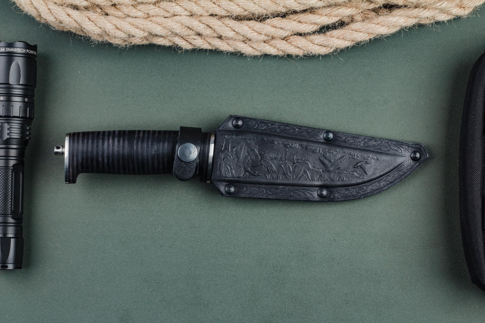 Нож Ш-5 Черный Кожа