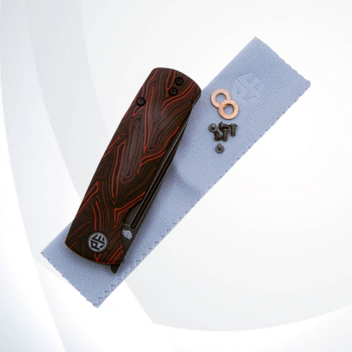 Складной нож Petrified Fish Beluga Mini сталь 14C28N, рукоять Black/Red Gmascus